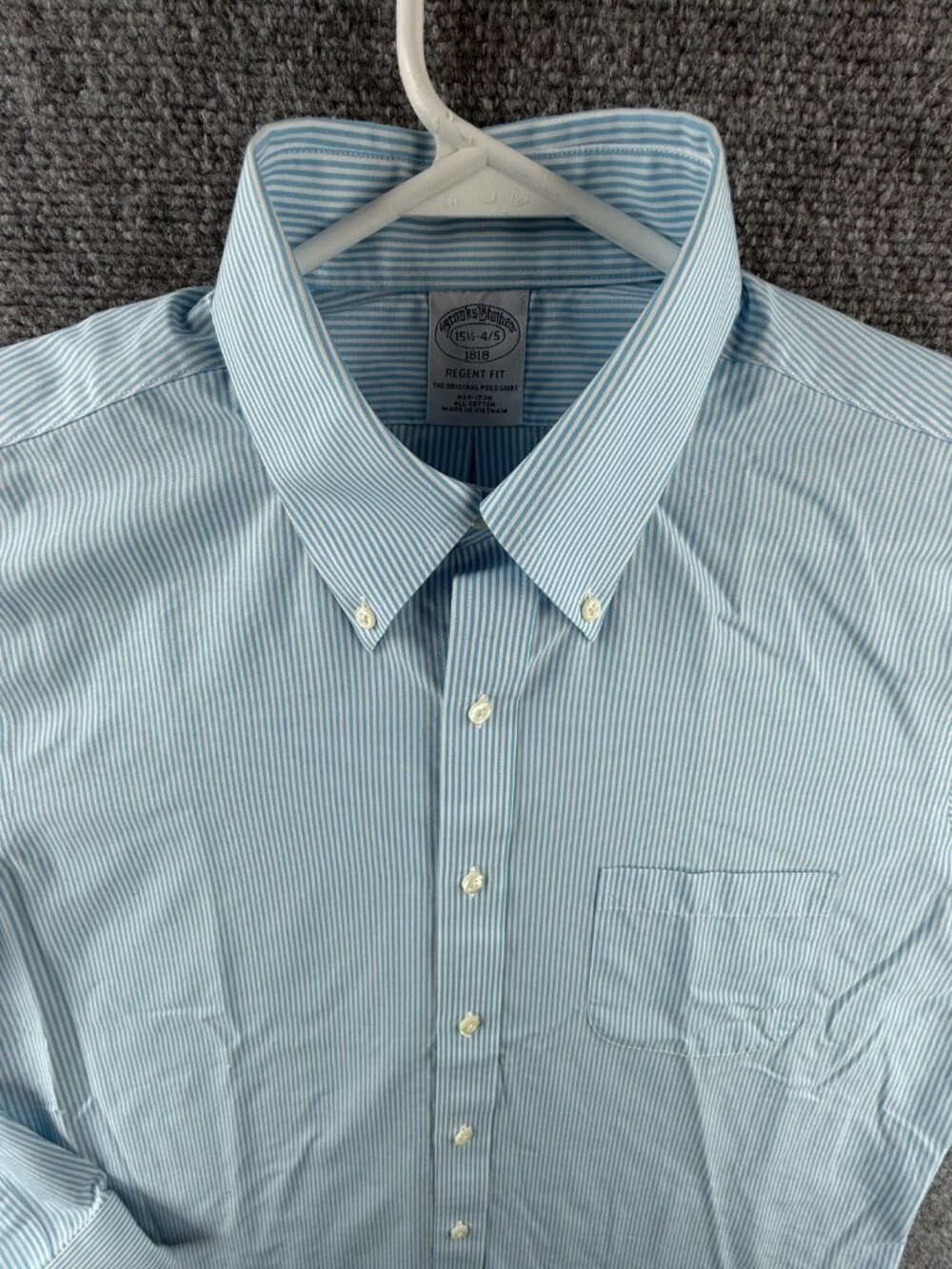 Brooks Brothers Non-Iron Striped Regent Cotton Button-Down 15.5 4/5 Blue Mens